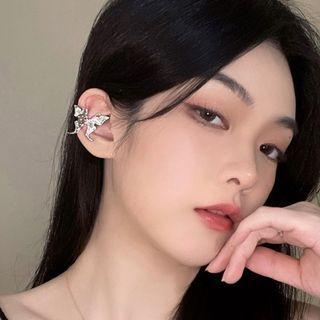 Butterfly Ear Cuff 1 Pair - Silver - One Size