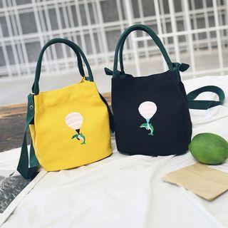 Dolphin Embroidered Canvas Bucket Bag