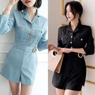 Shirt Playsuit With Belt