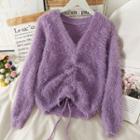 Drawstring Furry-knit Sweater In 5 Colors