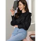 Lace-collar Frilled Wide-cuff Blouse