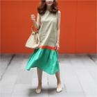 Sleeveless Color-block Ruffle-hem Dress