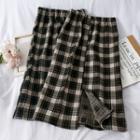 Slited Checker Midi Skirt