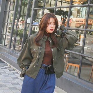 Epaulet Belted-cuff Military Jacket