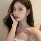 Non-matching Alloy Knot Dangle Earring 01 - 1 Pair - Silver - One Size