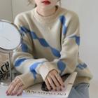 Crewneck Color-block Sweater As Shown In Figure - One Size