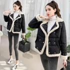 Furry-trim Double-breasted Padded Jacket