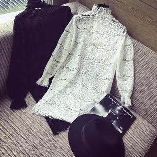 Set: Long-sleeve Lace Dress + Slipdress