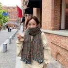 Houndstooth Scarf Tangerine & Green & Blue - One Size