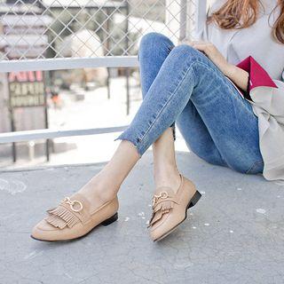 Fringed Faux Leather Loafers