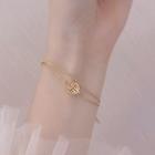Chinese Characters Layered Stainless Steel Bracelet Gold - One Size
