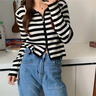 Zip Cropped Knit Sweater