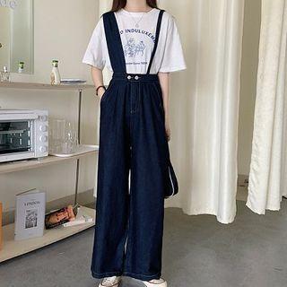 Asymmetric Wide Leg Denim Dungaree