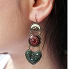 Eye Glaze Alloy Dangle Earring 1 Pair - Red & Green & Gold - One Size