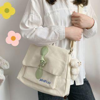 Canvas Flap Crossbody Bag / Bag Charm / Set