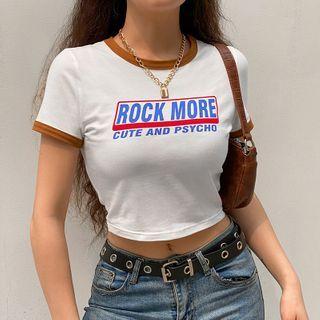 Contrast-trim Lettering Cropped Top