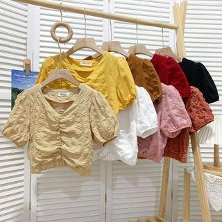 Embossed Ruched Crop Top In 8 Colors