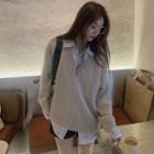 Long-sleeve V-neck Knit Top / Long-sleeve Striped Shirt