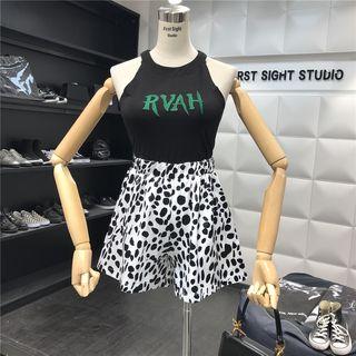 Set: Lettering Halter Top + Wide Leg Shorts