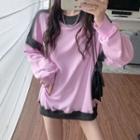 Contrast Trim Sweatshirt Purplish Pink - One Size