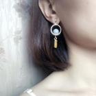 Non-matching Bead & Hoop Dangle Earring As Shown In Figure - One Size