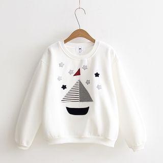 Applique Fleece-lined Sweatshirt