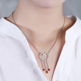 925 Sterling Silver Agate Pendant Necklace As Shown In Figure - One Size
