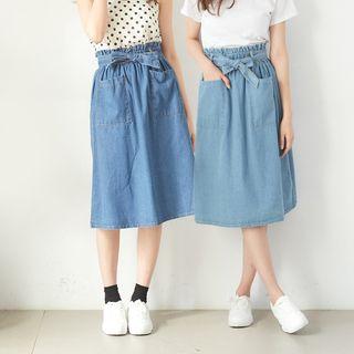 Paperbag Waist Denim Skirt