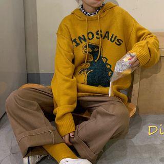 Dinosaur Print Knit Hoodie