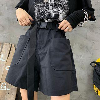 Couple Matching Buckle-belt Wide-leg Cargo Shorts