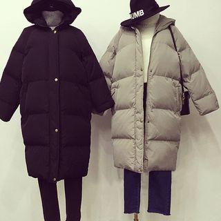 Hooded Padded Coat / Color Block Pullover
