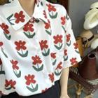 Flower Printed Loose-fit Short-sleeve Shirt / Pleated Skirt