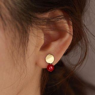 Disc & Bead Sterling Silver Dangle Earring