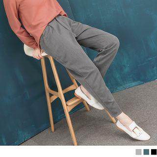Elastic Waist Ankle Length Tapered Pants