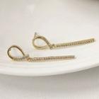 Sterling Silver Cz Stud Earring 1 Pair - 623 - Gold - One Size