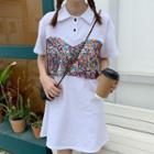 Sequined Elbow-sleeve Polo Shirt