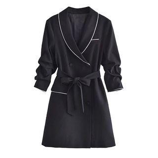Contrast Trim Mini A-line Blazer Dress