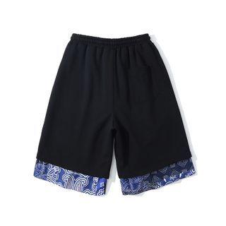 Mock Two-piece Paisley Print Trim Shorts