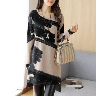 Long-sleeve Jacquard Knit Dress