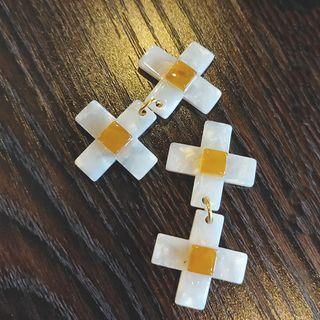 Cross Acetate Dangle Earring
