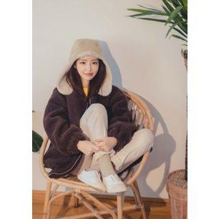Dual-pocket Sherpa Fleece Bomber Jacket