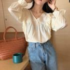 Bell-sleeve Frilled Blouse As Figure - One Size