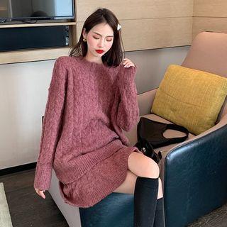 Plain Loose-fit Sweater / Skirt