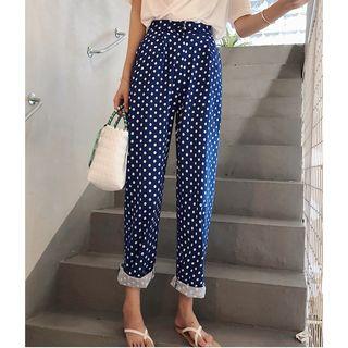 High Waist Dotted Wide-leg Pants