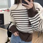 Contrast Trim Striped Long-sleeve Sweater
