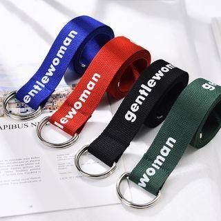 Lettering Print D-ring Canvas Belt