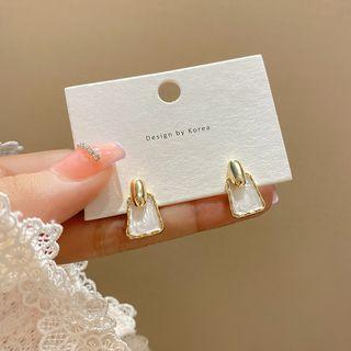 Geometric Glaze Alloy Dangle Earring E5110 - 1 Pair - Gold & White - One Size