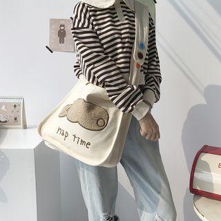 Rabbit Applique Canvas Tote Bag Rabbit - Off-white - One Size