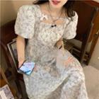 Floral Puff Short-sleeve Princess Skirt