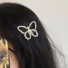 Faux Pearl Butterfly Hair Clip White - 1385a#